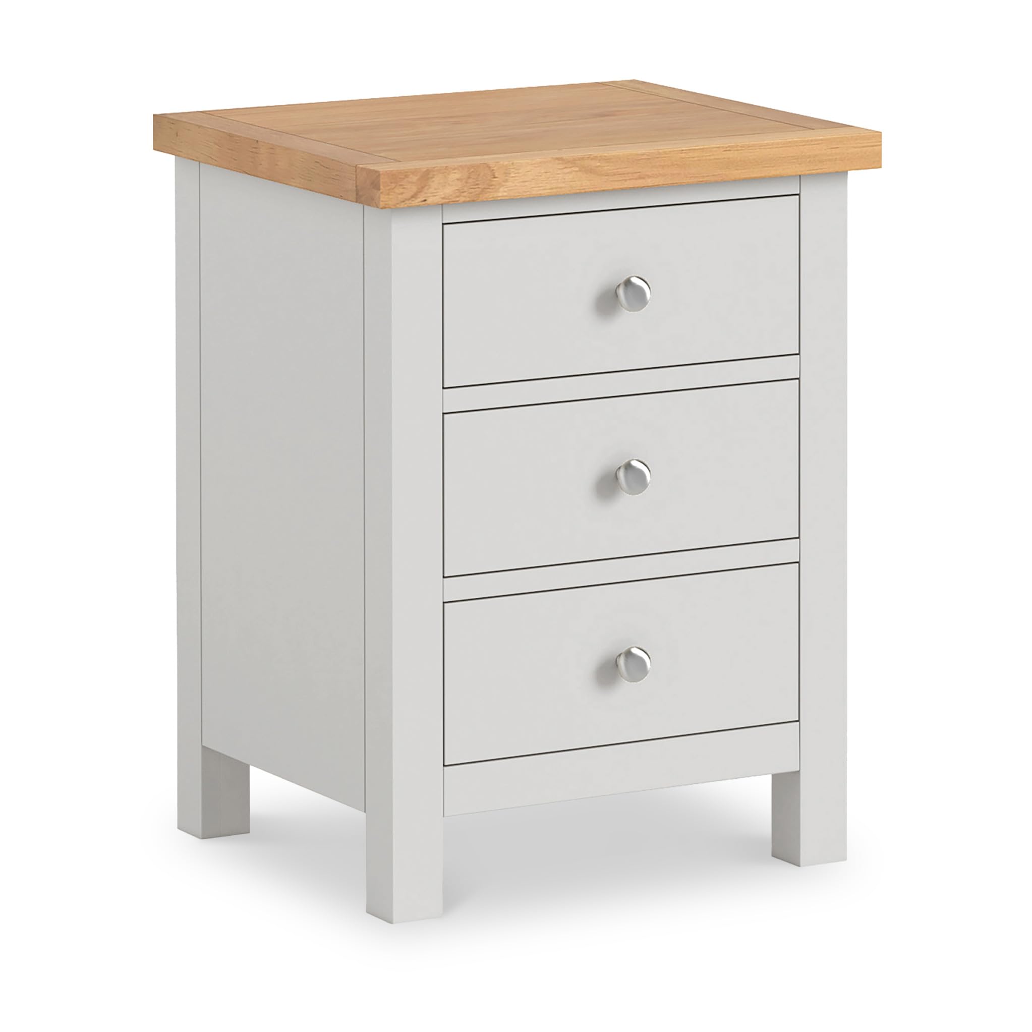 RoselandFurniture Farro XL Grey 3 Drawer Bedside Table | Fully Assembled โ image 1
