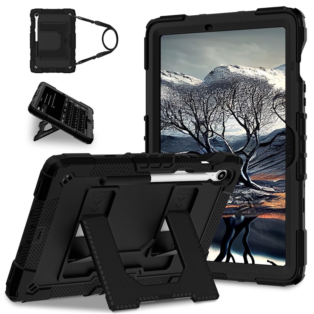 Coque silicone Samsung Tab S10 FE antichoc avec support et dragonne - 8