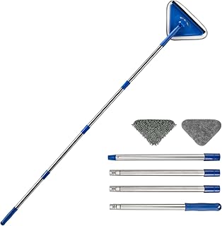 Wall Cleaner Mop with 63" Long Handle, 2 in 1 Window Squeegee and Wall Cleaner Mop, Ceiling Cleaning Cleaner,Car Window Squeegee with 2 Pads for Painted Walls,Glass,Shower,Outdoor High Window