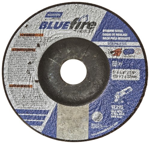 Norton Blue Fire Plus Depressed Center Abrasive Wheel, Type 27, Zirconia Alumina and Aluminum Oxide, 7/8