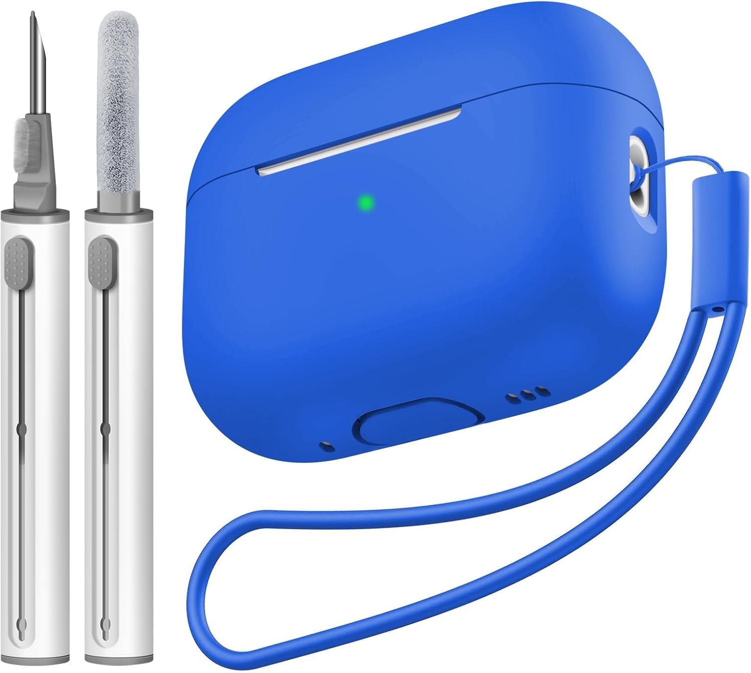 Compatible with Airpods Pro 2 Case, Soft Silicone Skin Cover Protective Cases with Cleaner kit and Lanyard Compatible for AirPod Pro 2nd Generation, Front LED Visible-Blue - Amazon product rated Grade B