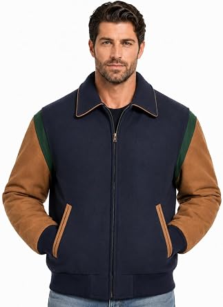 REED Men's Premium Quality Leather Letterman Varsity Jacket