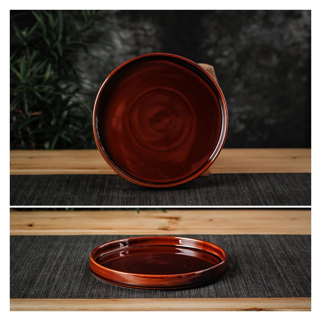 Ogrodowa taca na kwiaty roślina domowa taca na wodę ceramiczna podwozie salon roślina doniczka na kwiaty podstawa okrągła taca (kolor: Brązowy, rozmiar: 31 cm)