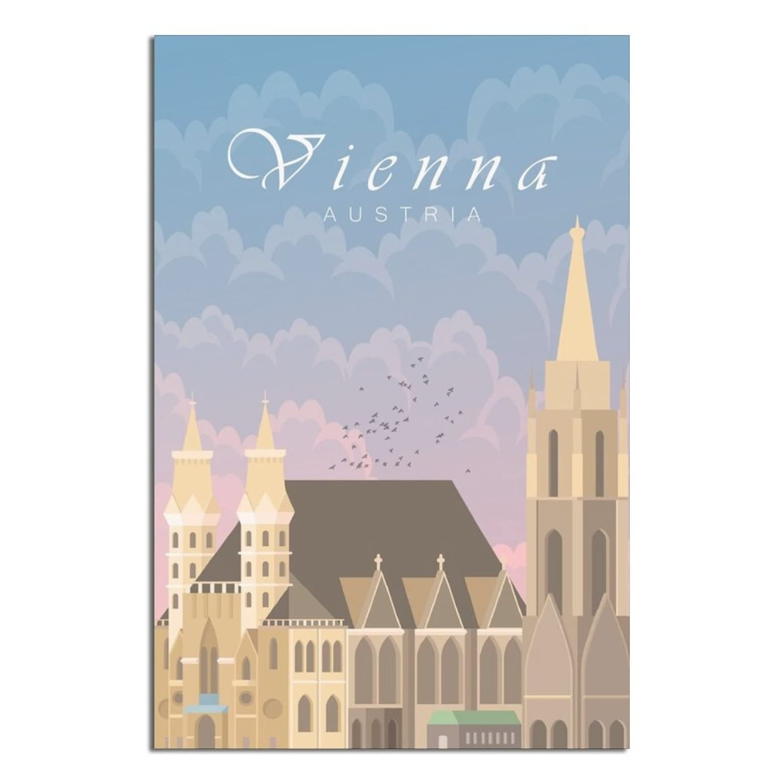 KZIWQ Metal Tin Sign Vienna Austria Tin Sign Travel Vintage Art Wall Decoration Sign Home Kitchen Bar Terrace Cave Funny Decoration 15x30cm