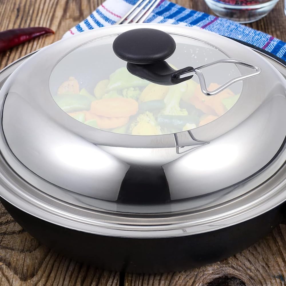 Topfdeckel Kochtopf Deckel Bratpfanne Abdeckung Universal Kochgeschirr Deckel Sichtbarer Bratpfannendeckel Kochtopf Deckel Ersatz für Töpfe Pfannen und Skillets-42CM