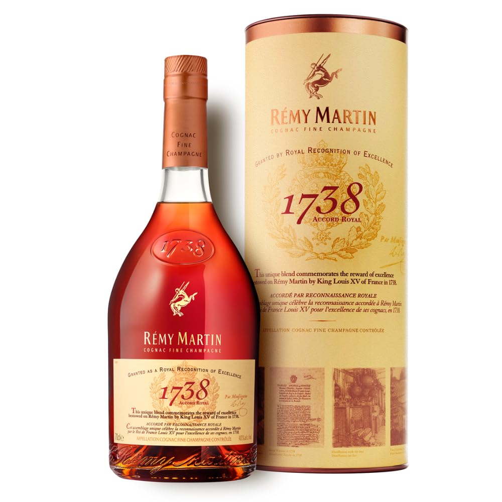 Rémy Martin 1738 70cl - Accord Royal Cognac Fine Champagne. Note di Prugna, Caramello Mou e Legno Tostato. 40% Vol.