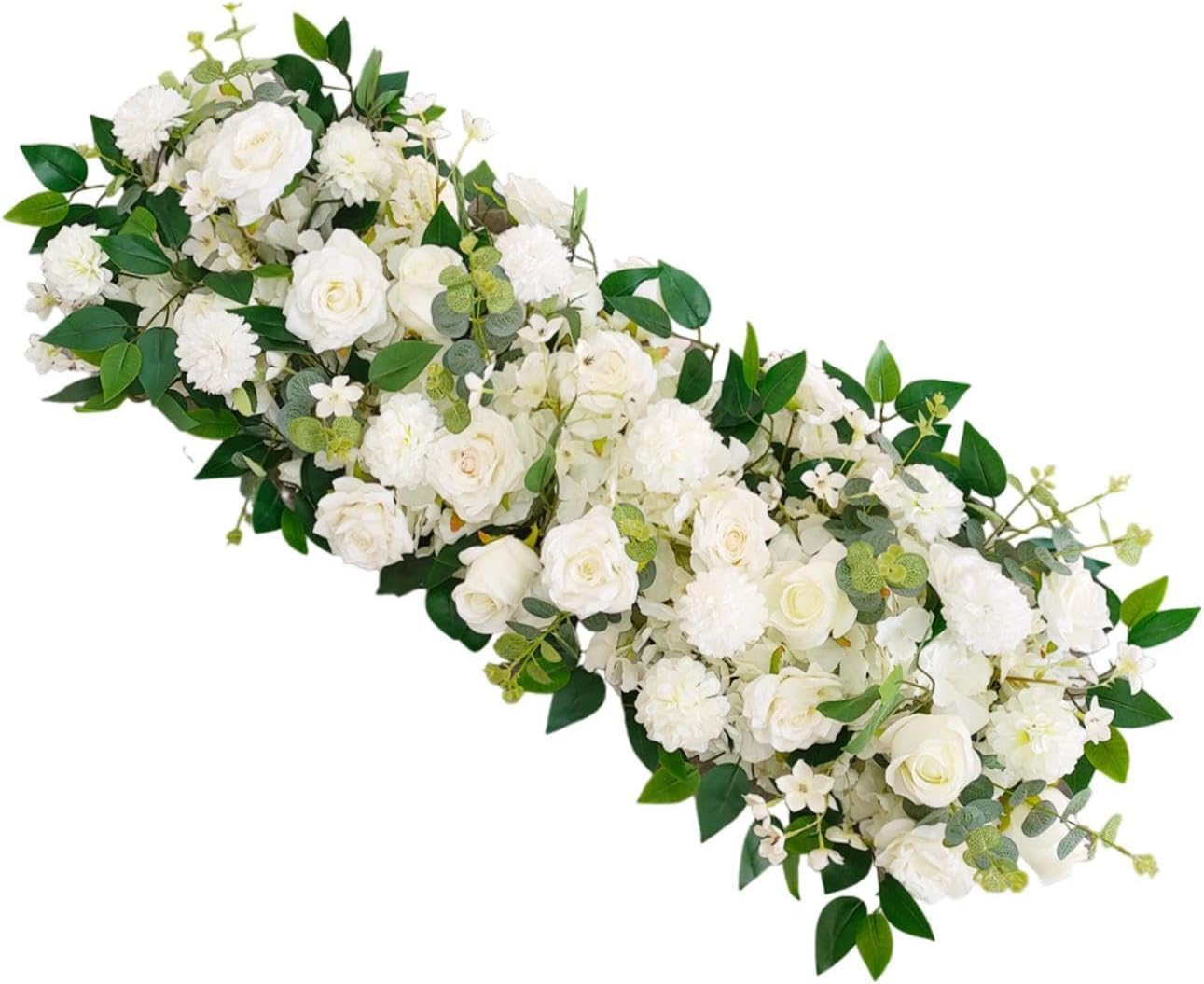 Artificial Wedding Arch Flowers Floral Arrangement Handcraft Flower Garlands Floral Decorations for Table Engagement Ceremony, White
