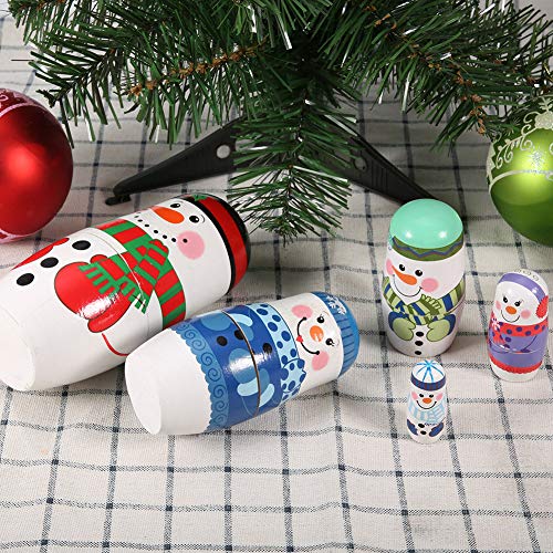 5 stks Kerst Handgeschilderde Leuke Houten Matroesjka Dolls Russische Nesting Poppen Set Woondecoratie Hout (m) - Image 6