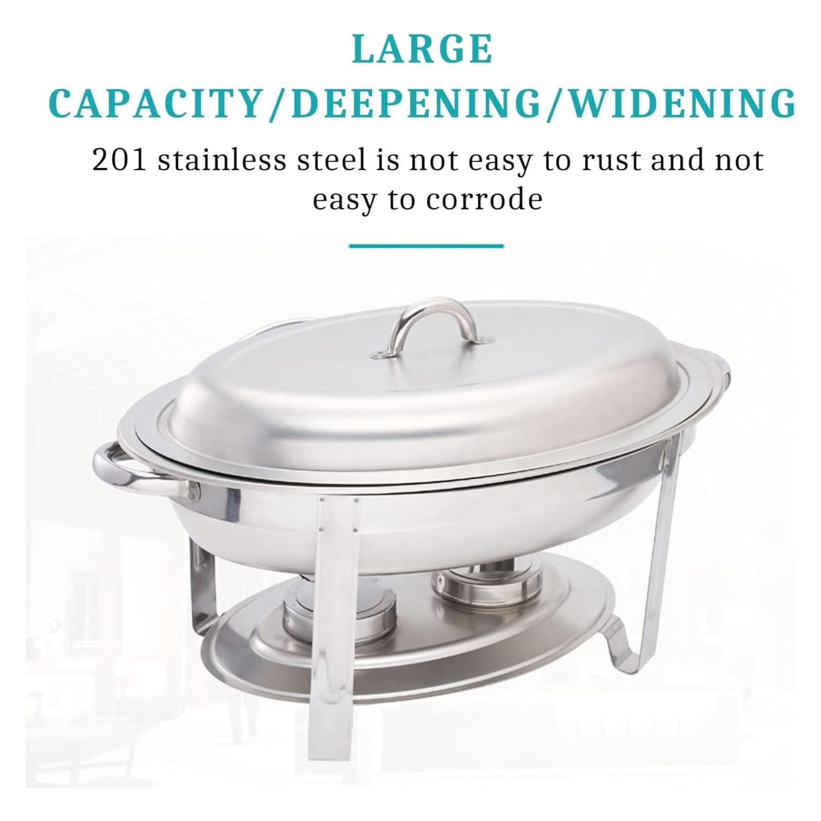 Scaldavivande E Scaldavivande A Buffet Con Teglia Per Alimenti, Coperchio Per Contenitori Di Combustibile - Scaldavivande Ovale In Acciaio Inossidabile Da 5,5 L Per Cucina, Feste, Cene A Buffet, Arge
