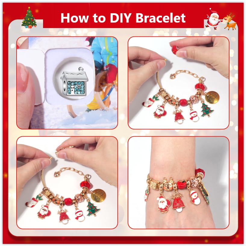 Girls Advent Calendar 2024 Bracelet Making Kit, 24 Days Christmas Countdown Calendar 24 Charms Beads - Image 3