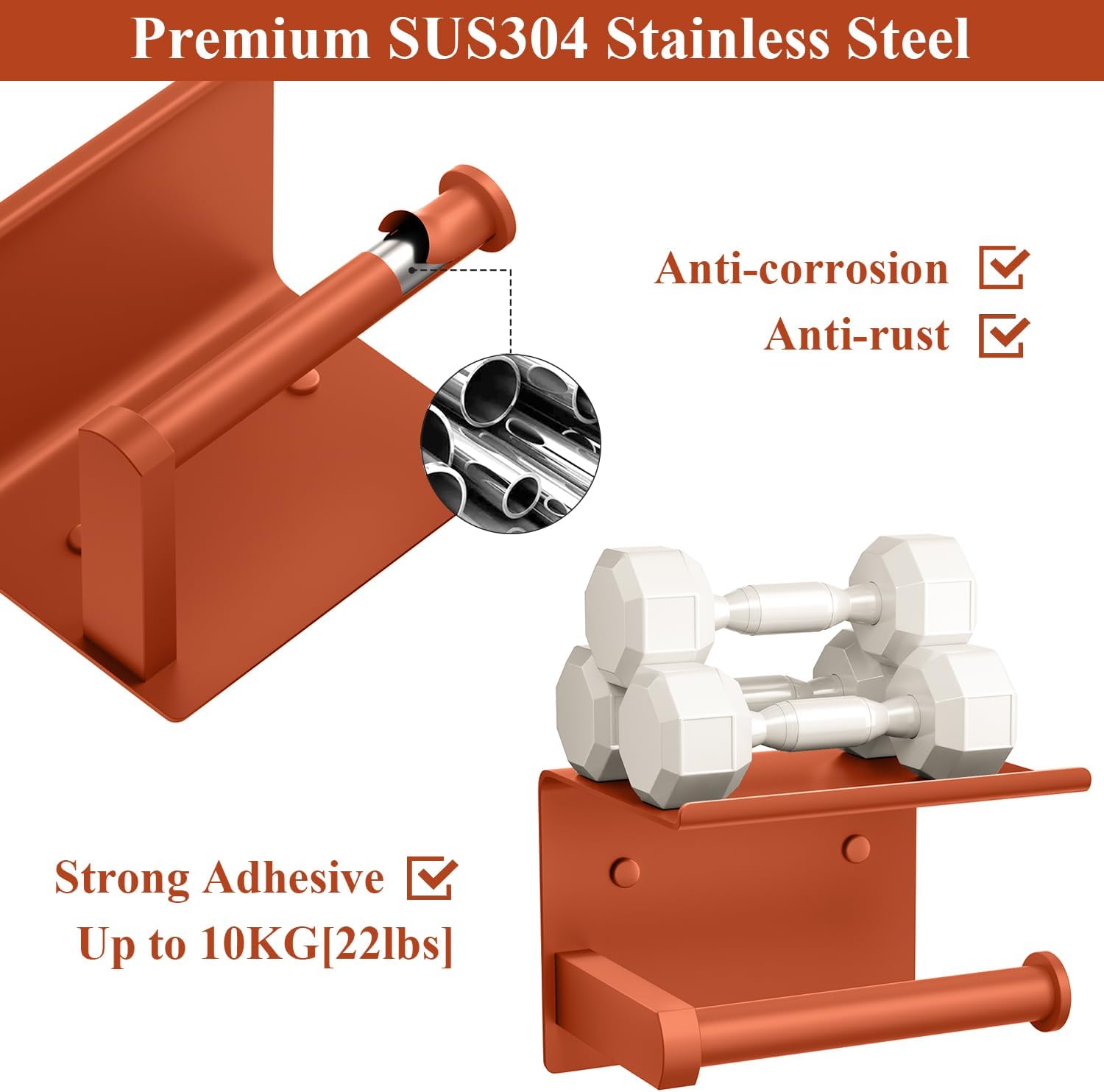 Toilet Paper Holder with Shelf Wall Mounted Toilet Paper Roll Dispenser image 4