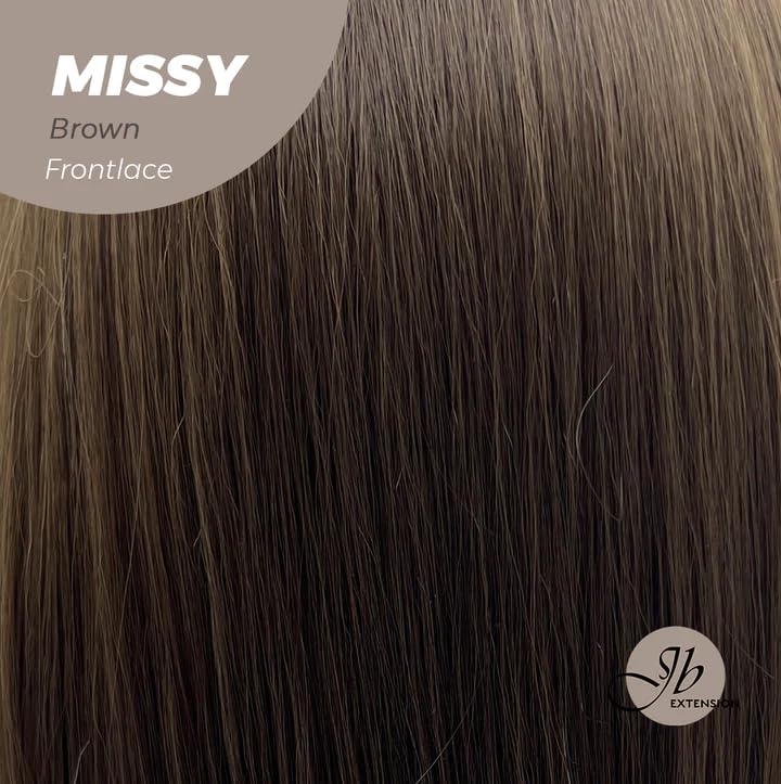 Miniatura 8 de Peluca de encaje frontal precortada con flequillo, pelucas rizadas de color marrón MISSY para mujer, pelucas sintéticas naturales para uso diario