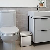Vista 3 de iTouchless Cubo de basura con sensor de 2.5 galones con filtro de olor AbsorbX y ambientador, cubo de basura blanco perla para baño, dormitorio
