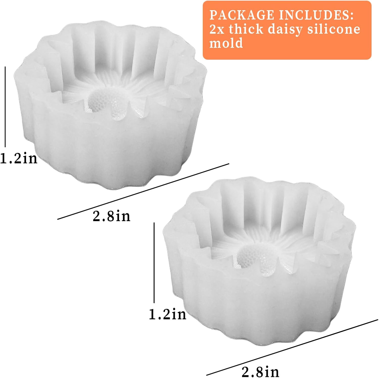 Wehous 2PCS Thick Daisy Flower Candle Molds for Candle Making Daisy Flower Silicone Fondant Chocolate Cake Decor Molds 3D Floral Resin Candle Soap Polymer Clay Mold DIY Art Craft Table Home Decor