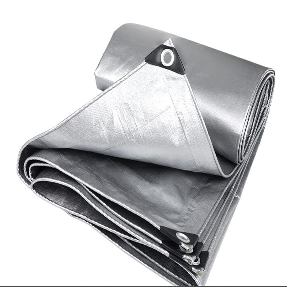 B2c Silver (320Gsm) Tarpaulin Regular And Heavy Duty Waterproof Cover Tarp Ground Sheet Multi Sizes Transparent Blue Silver Clear Camo Army (, 3 X 5 M)