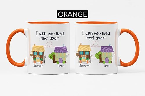 Miniatura 4 de Taza de viaje con nombres personalizados de larga distancia con texto en inglés "I Wish You Lived Next Door, Next to me, Besties Friends"