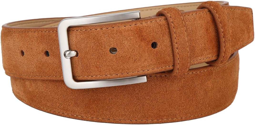 Men's Belt Casual Genuine Leather Suede Belts for Men 1 3/8" Wide Elegant Golf Dress Belt - Image 3