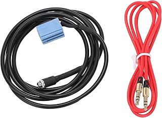 Cabo AUX, cabo de áudio auxiliar de carro ABS, cabo adaptador de rádio auxiliar estéreo MP3 player múltiplos formatos, design portátil de substituição para VDO Dayton