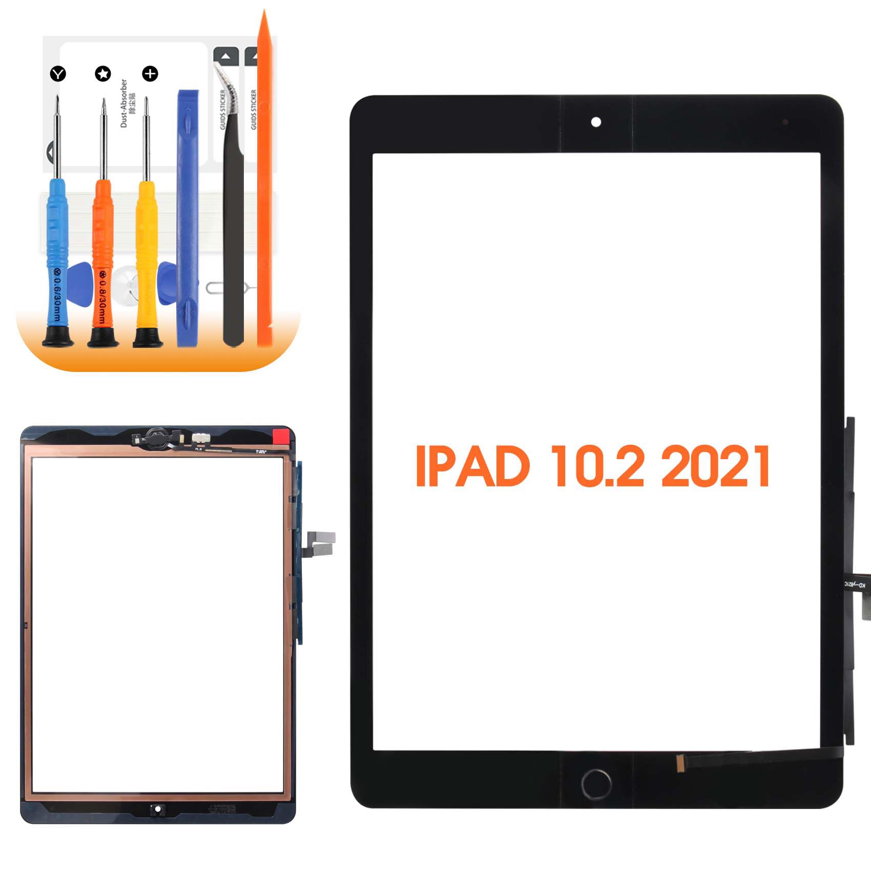 AGCUT Écran Tactile iPad 9 2021 10.2" Remplacement Digitizer avec Kit de Réparation Noir