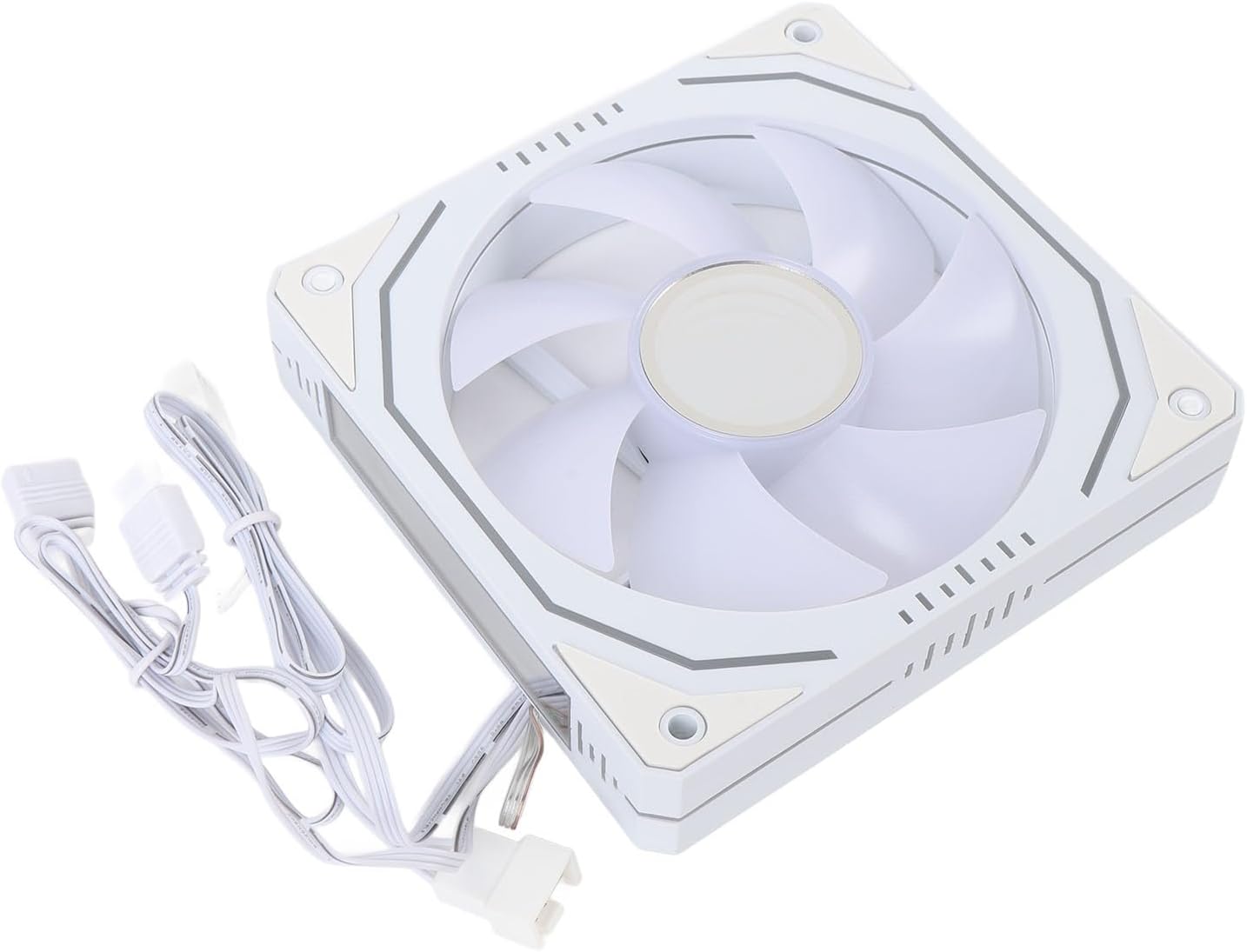120mm ARGB PWM Fan, 5V 3 Pin ARGB, 9 Blades, 800~1800RPM Adjustable Speed, LED Light Chassis Fan for PC Cooler and Case (White)