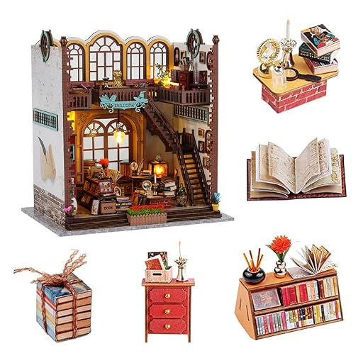 DIY Miniature Dollhouse Kit Creative Mini 3D Dollhouse Model Building Kit Tiny House Toy Handmade Dollhouse Kit Magic Book Store Wooden Toy Gift for Kids Adults (Without Dust Cover)