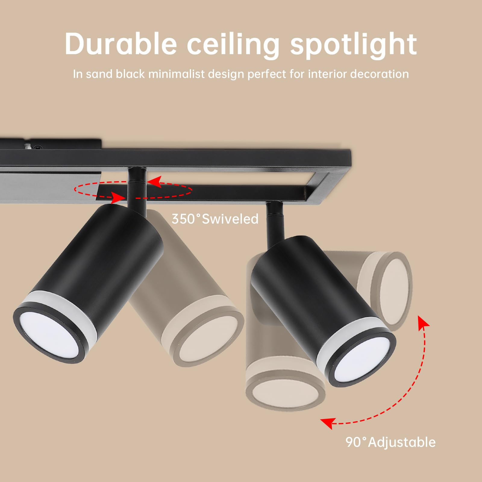 Dehobo Lampada Faretti LED da Soffitto Orientabili, Faretti da Parete Interno GU10 Nero, Moderna Plafoniera 3 Luce, Parete Interno per Barra Cameretta Cucina, Senza Lampadina