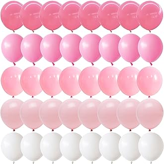 Pink and White Balloons, Pack of 60PCS Dusty Light Pastel Pink White Bow Balloon, Baby Pink Latex Balloon for Girls Women Kitty Birthday Wedding Bridal Baby Shower Cat Theme Party Decorations Supplies