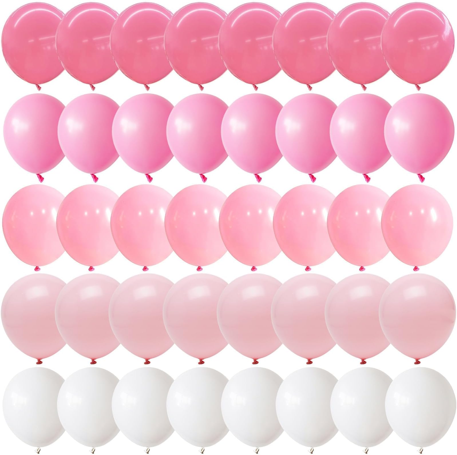 Pink and White Balloons, Pack of 60PCS Dusty Light Pastel Pink White Bow Balloon, Baby Pink Latex Balloon for Girls Women Kitty Birthday Wedding Bridal Baby Shower Cat Theme Party Decorations Supplies