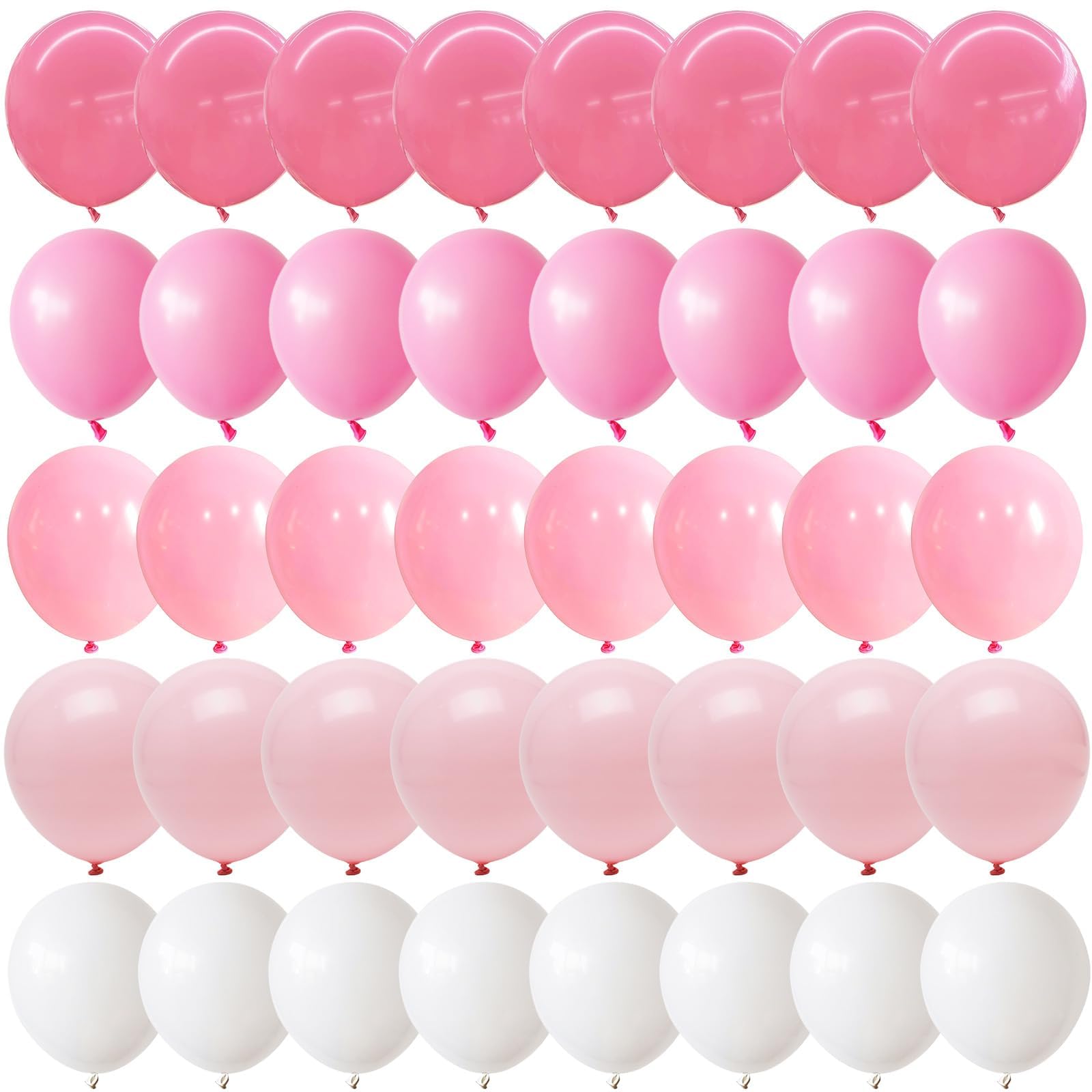 Pink and White Balloons, Pack of 60PCS Dusty Light Pastel Pink White Bow Balloon, Baby Pink Latex Balloon for Girls Women Kitty Birthday Wedding Bridal Baby Shower Cat Theme Party Decorations Supplies