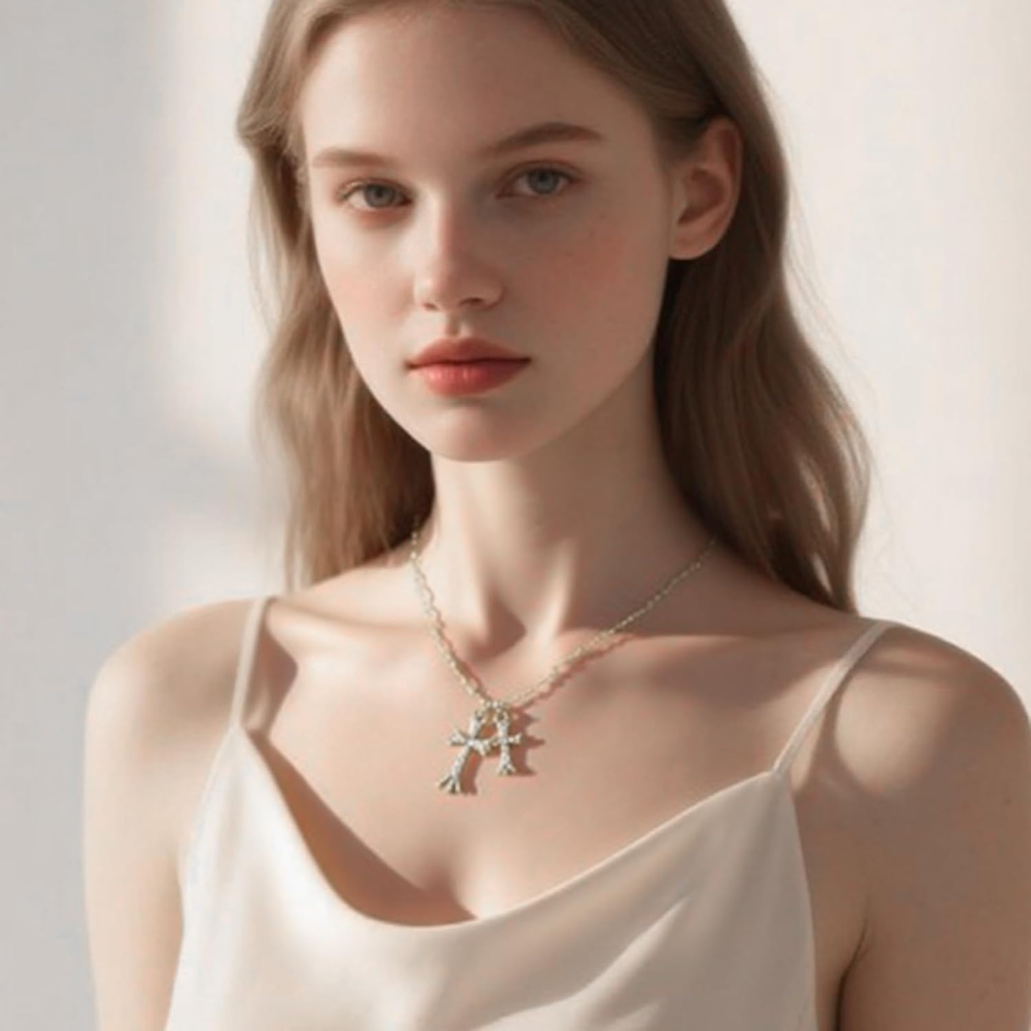 Double Cross Necklace Silver Plated Dainty Diamond Cross Pendant Charm Link Chain Delicate Faith Jewelry for Women - Image 2