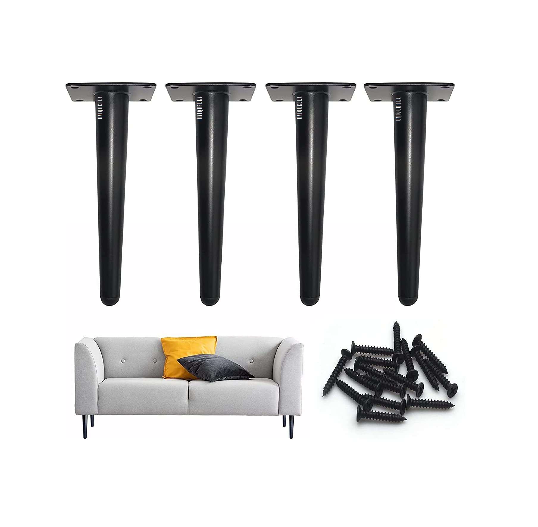 See full amazon price history chart for UNIQUELLA Furniture Black Legs 6 Inch 4 Pcs Furniture Feet Modern Style Sofa Legs, Heavy Duty Legs for Cabinet, Cupboard, Table, Sofa,Couch Screw Included. UNIQUELLA Furniture Black Legs 6 Inch 4 Pcs Furniture Feet Modern Style Sofa Legs, Heavy Duty Legs for Cabinet, Cupboard, Table, Sofa,Couch Screw Included. (B09ZLW43RG) Amazon Price History, Amazon Price Tracker