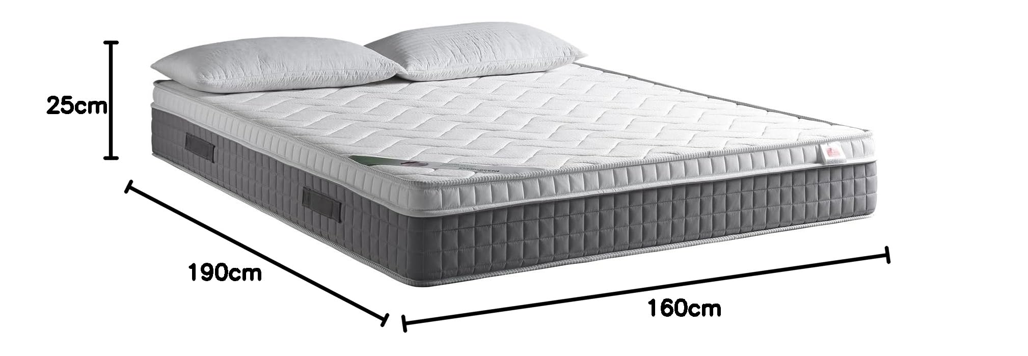 EVERGREENWEB - Doppelbettmatratze 160x190 25 cm Höhe mit integriertem Topper aus Memory-Schaumstoff H2 H3 Ergonomische 7-Zonen MEDIZINISCHES PRODUKT ‍+ 2 Kostenlose Kissen, Weiße MASSAGE-Effekt Gewebe