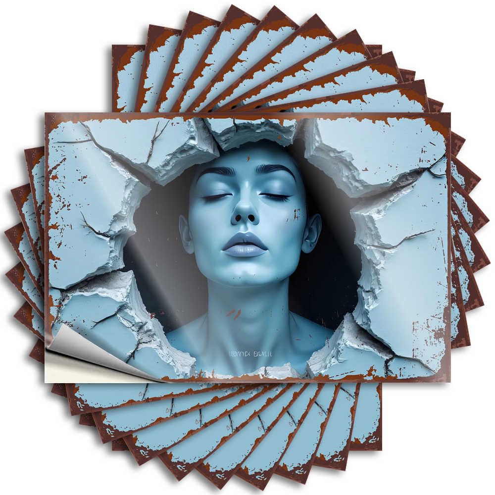 Decal Indie Easy Apply | Blue Serenity: Breaking Through The Wall of Dreams Affirmation Case Peel and Stick(8X12CM)