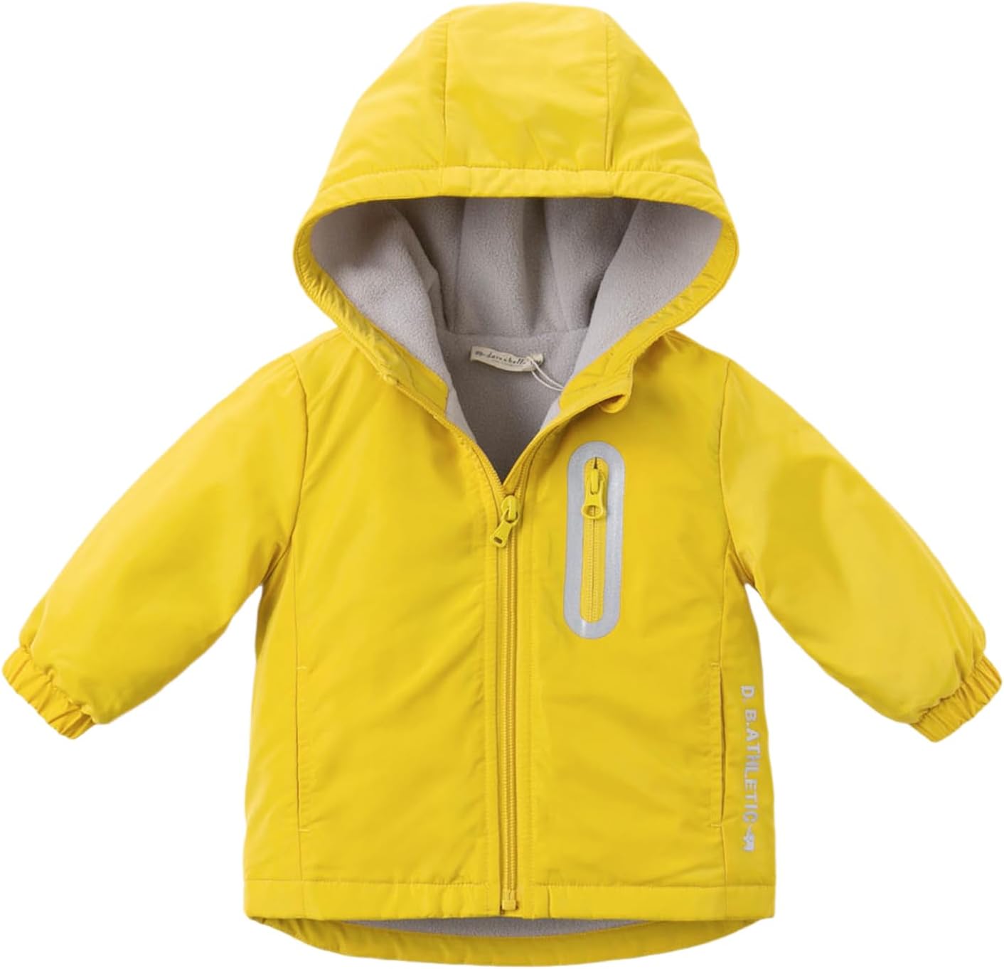 DAVE&BELLA Toddler Boys Girls Windbreaker Jacket, Hooded Solid Rain Jacket Kids Warm Fleece Lining Zip Up Outerwear Dust Coat