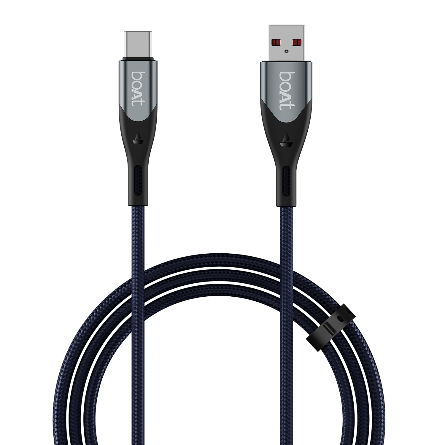 boAt Type A to C 65W Fast Charging Cable with 480 Mbps Data Transfer, 3.9 ft (1.2 m) Length | Tangle-Free Cable in Premium Nylon Braided Design (Electric Blue)