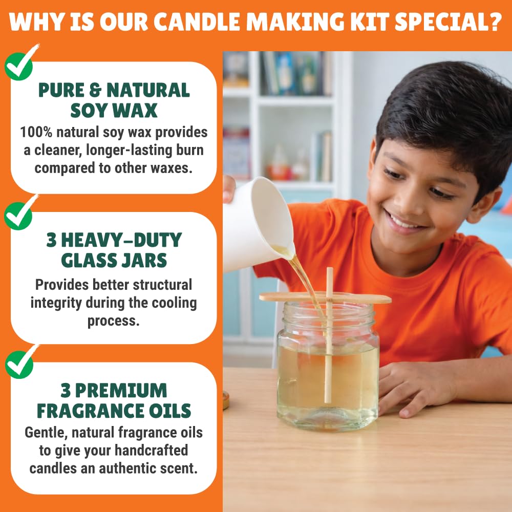 Kalakaram Scented Jar Candle Kit | DIY Candle Making Activity Kit for Kids & Adults with Pure & Natural Ingredients | Beginner-Friendly | Ideal for Diwali, Birthday Gifts, & Home Decor, Craft Kit 3