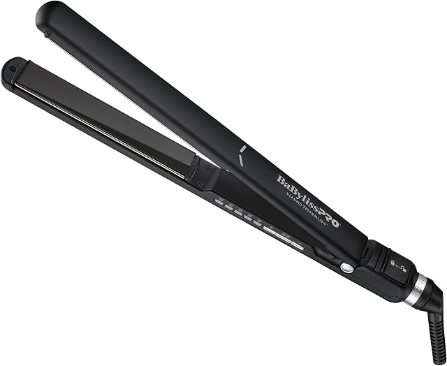 BaBylissPRO Lisseur numérique ultra-mince Nano Titanium, 5 LED Température numérique jusqu'à 450F, Fer plat professionnel, Plaques de titane véritable et chauffage en céramique