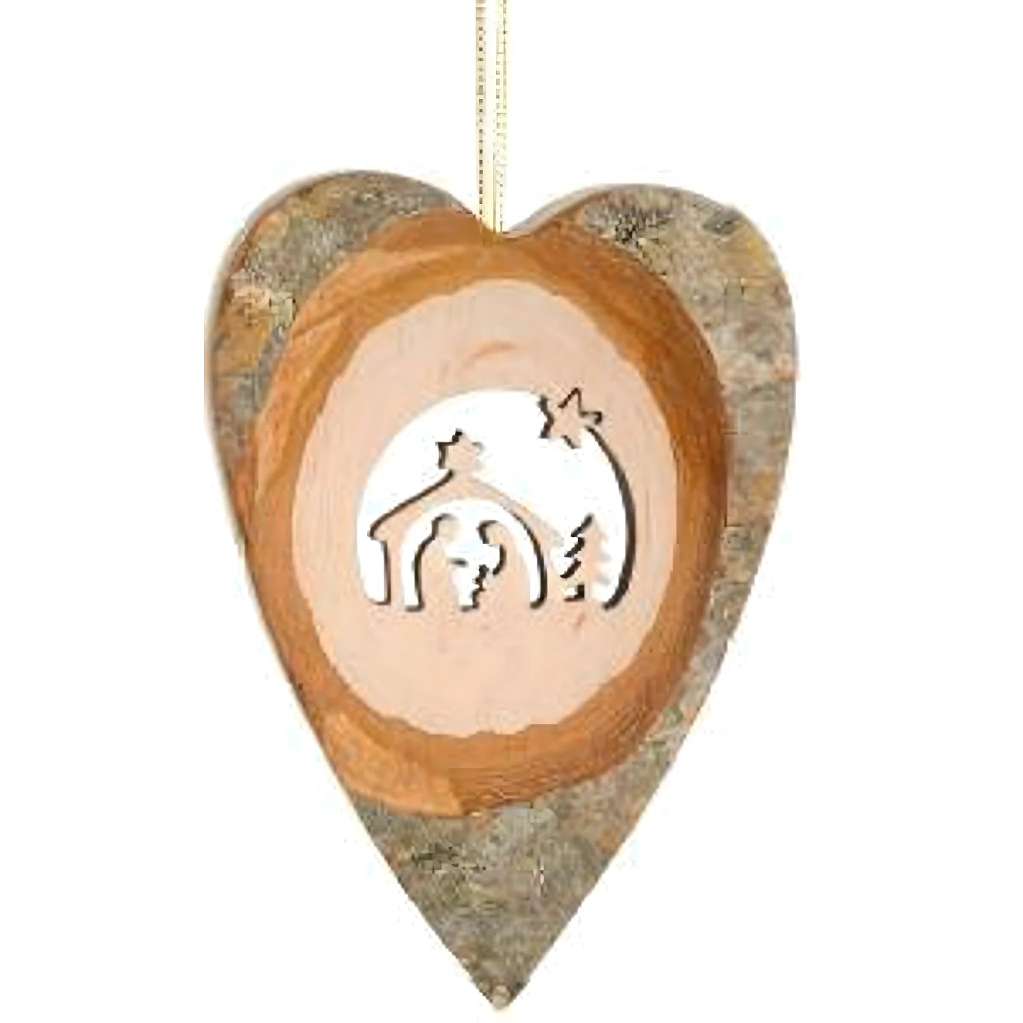 Dolfi | Heart with Nativity Wood 10 cm | Natural Wood in Val Gardena | Nativity Figure