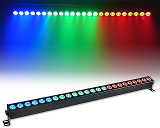 24 LED Stage Lights Bar 120W Professional Wall Wash Lights RGBW 4in1 DMX Light 10/34 CH 8-Zone Linear Fixture with 63 Auto Modes, Strobe & Sound Active for Party Club Disco Events Wedding Church