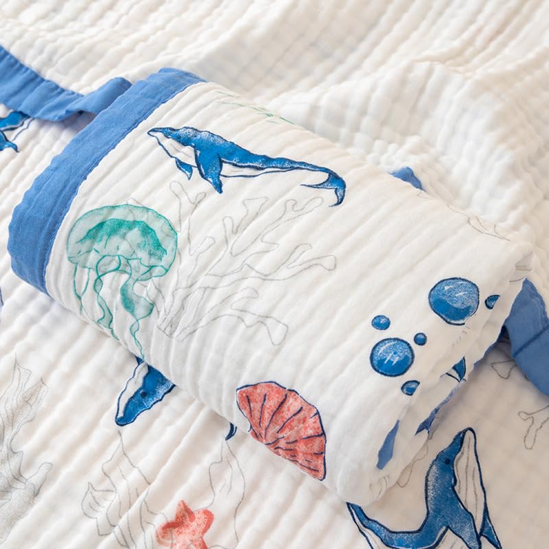Generic BATTILO PTY Muslin Baby Blankets, Nursery Blankets for Boys Girls, Swaddle Blankets Neutral Soft Lightweight Toddler and Kids Throw Blankets (Ocean), Single
