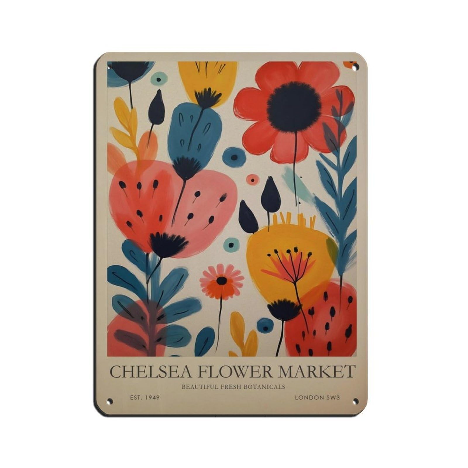 Chelsea Flower Market, Spring Flower, London Poster Tin Sign Vintage Metal Pub Club Cafe Bar Home Wall Art Decoration Poster Retro 12x16inch(30x40cm)
