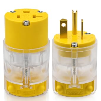 AIDA Lighted Electrical Outlet, 20 Amp 125 Volt Commercial Grade Duplex Receptacle, NEMA 5-20R, Grounding Straight Blade Outlet with Indicator Light, Yellow, 1 Pack