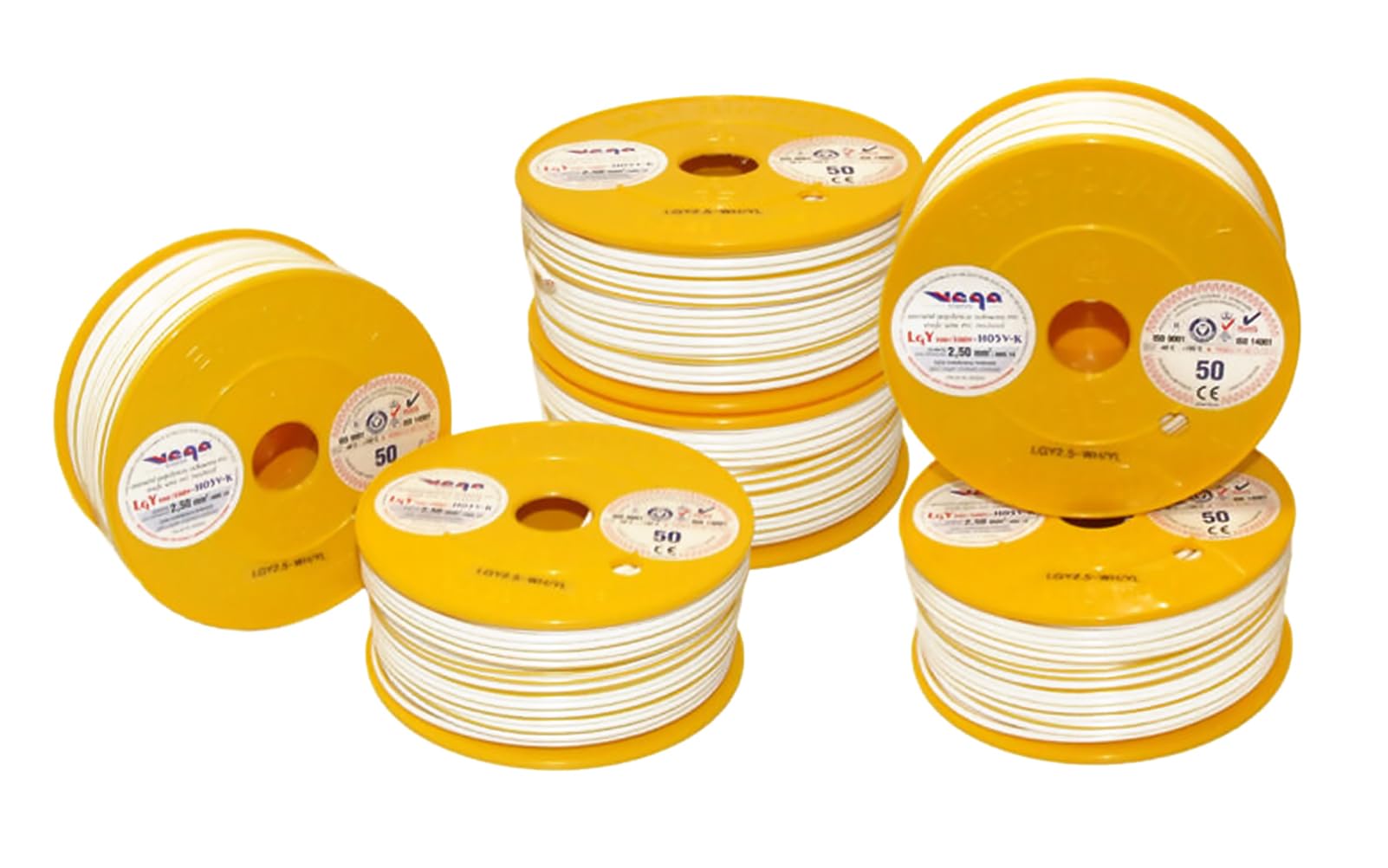 Cavo singolo LGY/H05V-K 2,50 mm2 50 m Colore: bianco/giallo