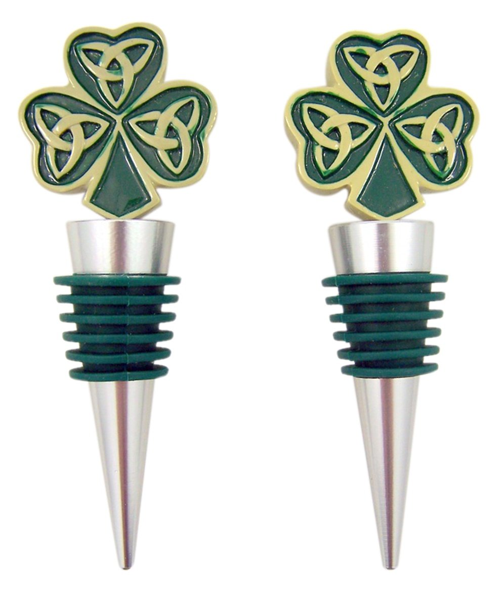 FASHIONCRAFT 1922 Shamrock/Trinity Love Knot, Irish Themed Bottle Stoppers, Shamrock Wedding Favors, 4.5" X 1.5" X 1", Gray, Pack of 2