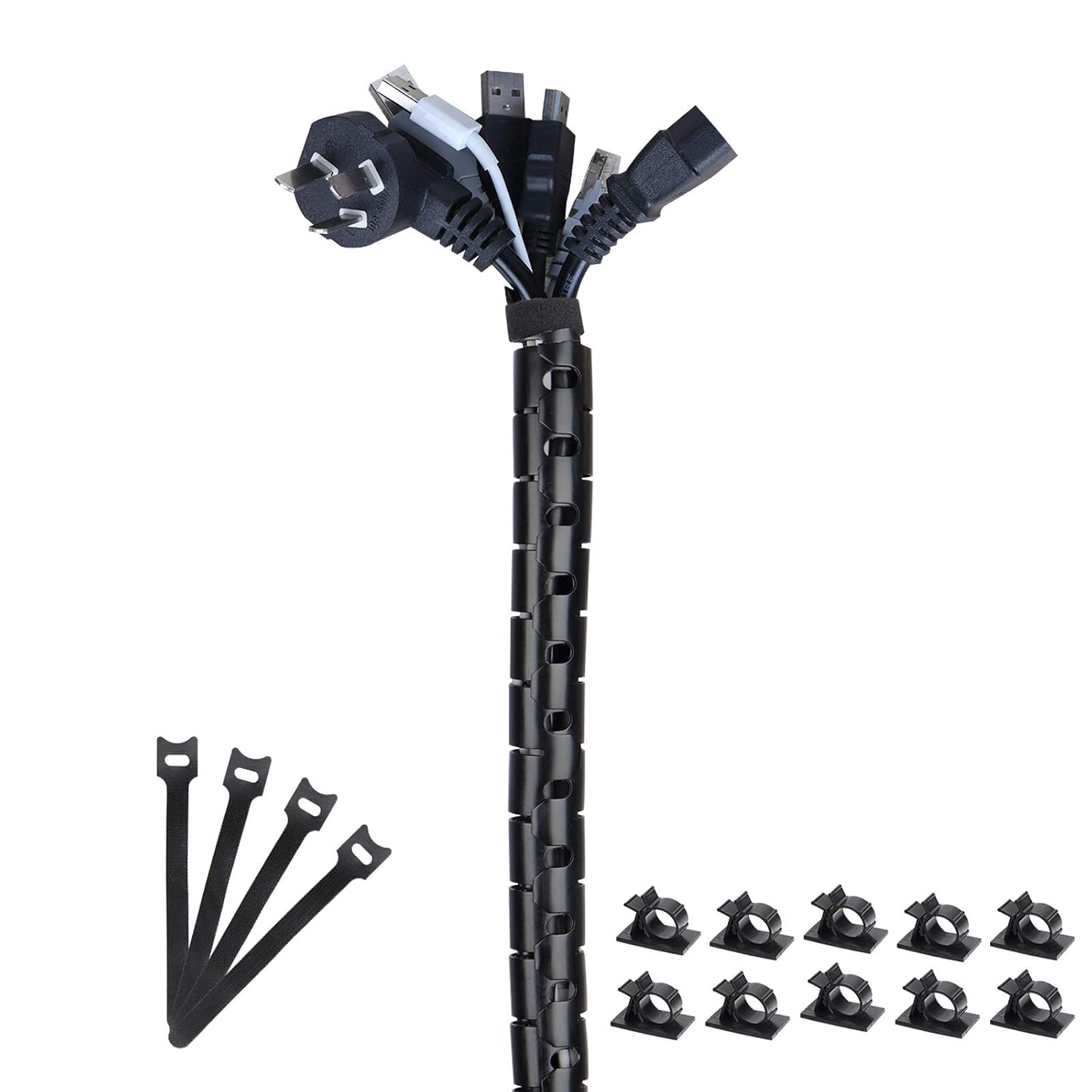 Adubor 25ft 1 Inch Cable Sleeve Flexible Cord Bundler Wire Wrap Cable