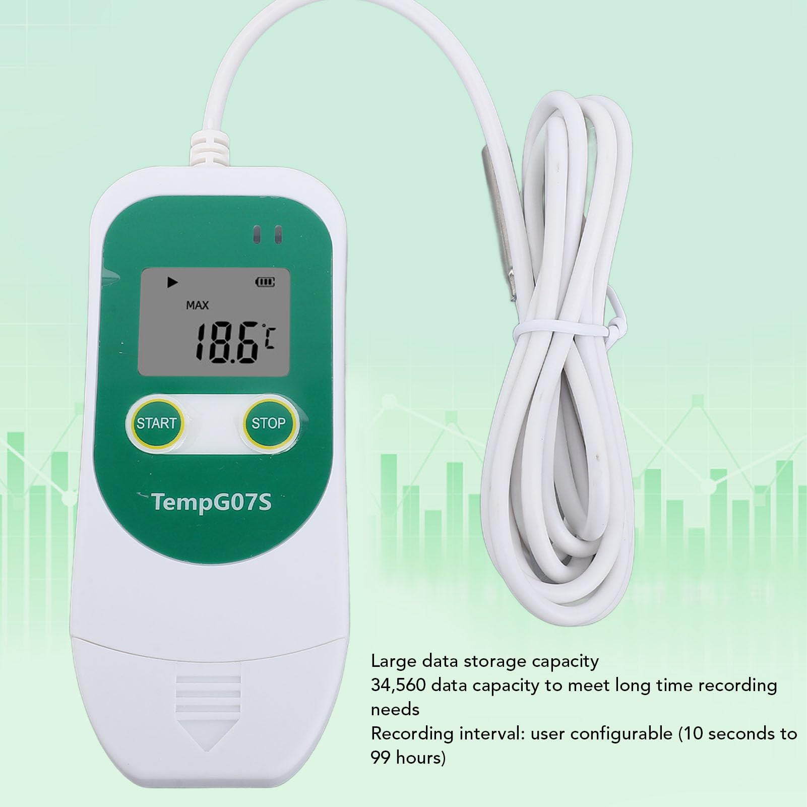 Ej.Life Temperatur-Feuchtigkeits-Datenlogger, Wiederverwendbar, USB-PDF