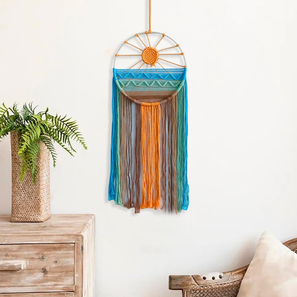 3 Piezas Atrapasueños Decoración de Pared Boho Macramé Atrapasueños Amanecer Sol Atardecer Atrapasueños Kit Colorido