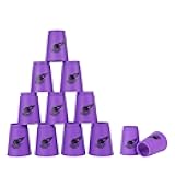 SEISSO Quick Stacking Cups, Stacking Cup Set Classic Stack Training Game Toys,12PCS Purple Stacking Cup Set for Boys Girls Kids