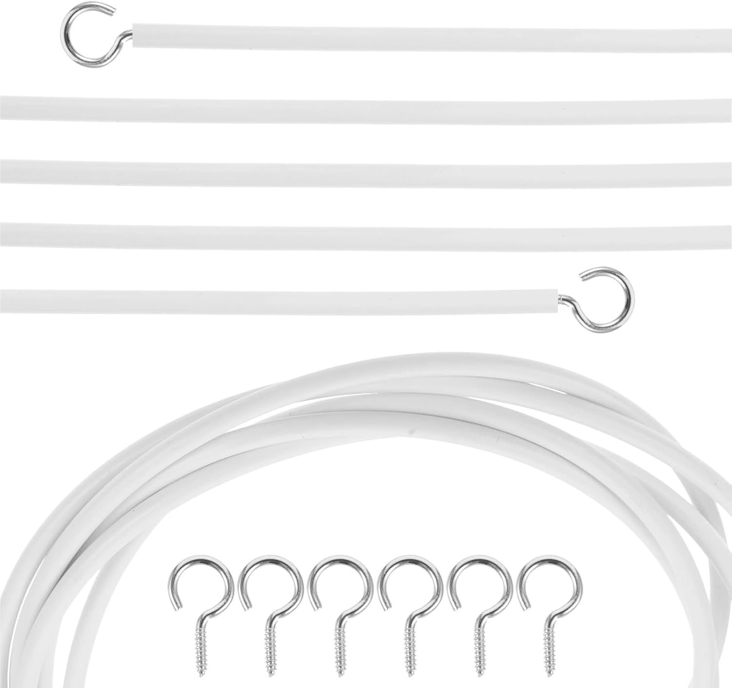 Screw Hooks 50pcs Screw in Hooks Sheep Eye Circle Hook Curtain Wire Cable Hanging System Metal PVC Flexible for Hanging