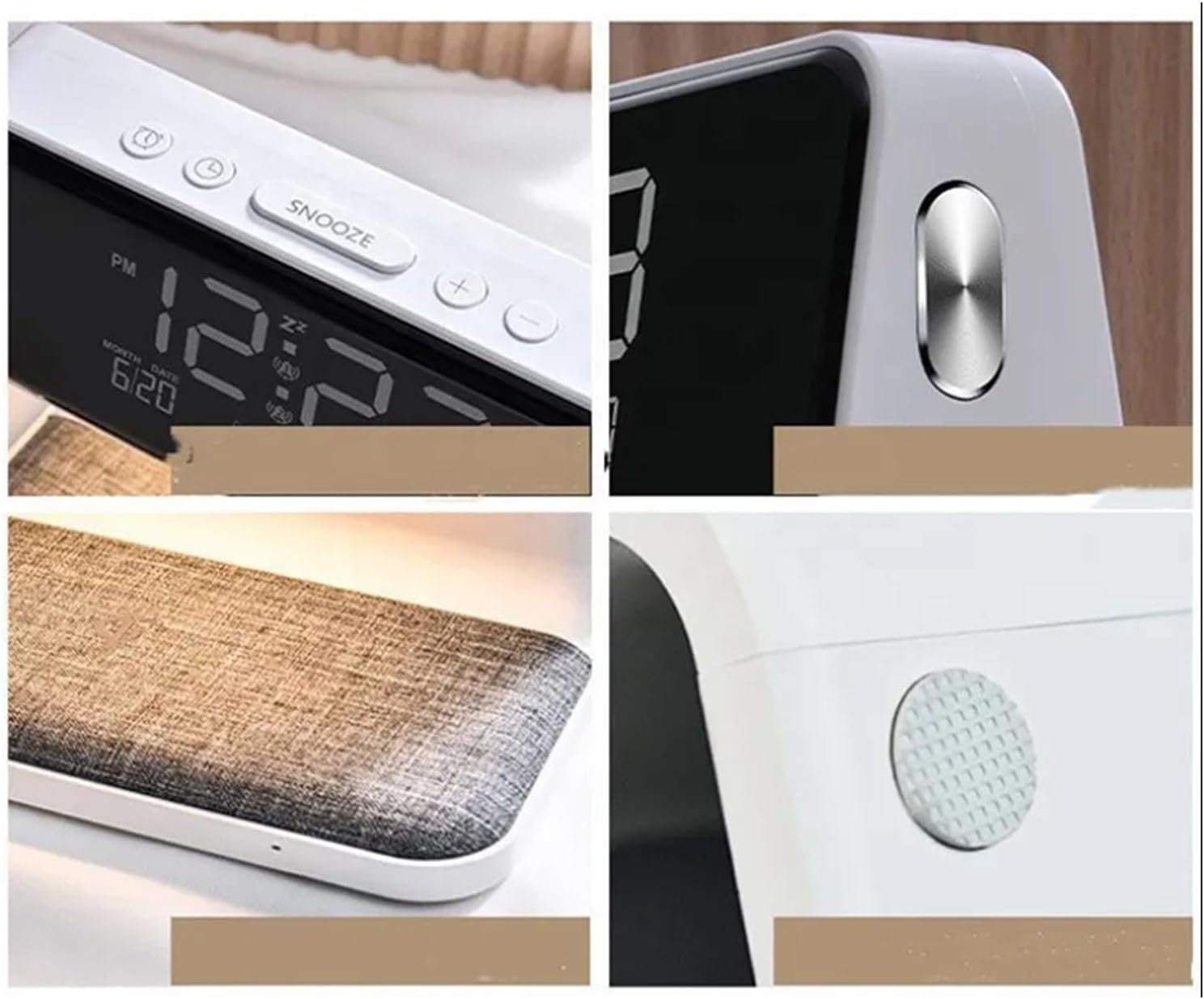 ساعة منبه رقمية LED مع شاحن لاسلكي 15W ومصباح ليلي...